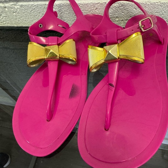 Kate Spade Pink and Gold T-Strap Sandals - Picture 4 of 11